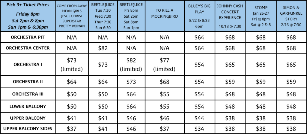 Pick 3 Ticket Prices 23-24